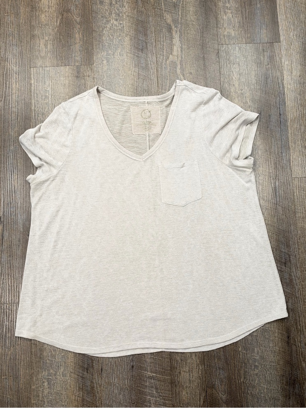 Maurices plus size Light Cream V-Neck Pocket Women's Top